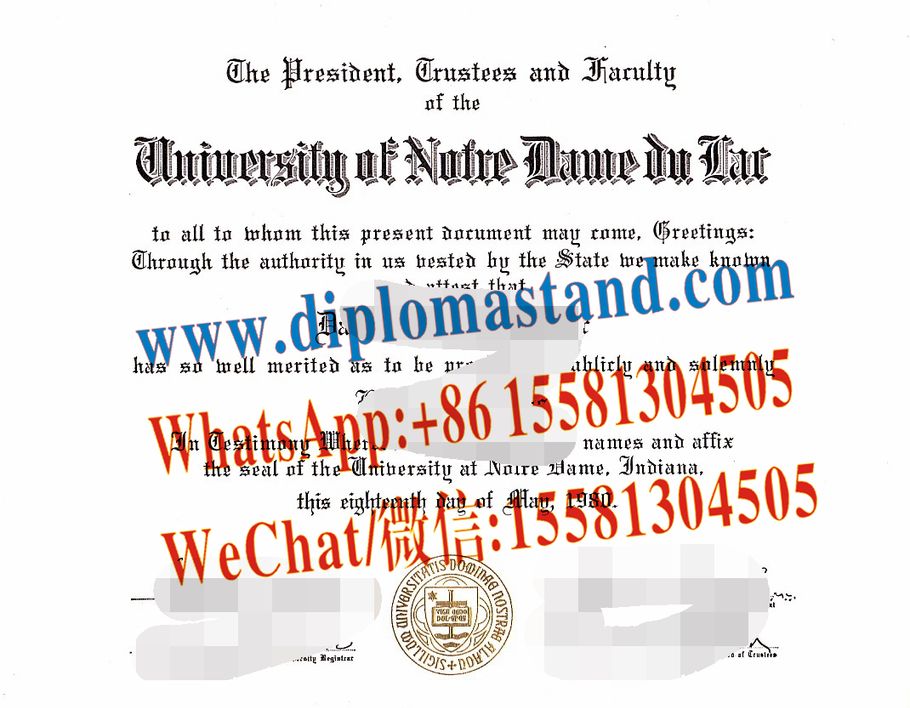 Buy fake University of Notre Dame Du Lac Diploma