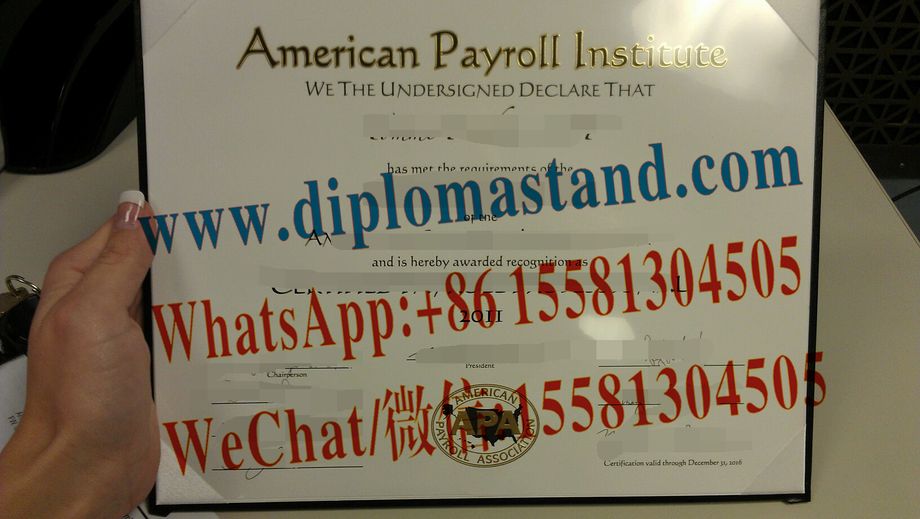 Fake American Payroll Association Certificate
