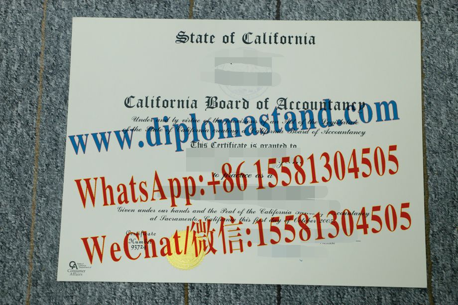 Fake California Board of Accountancy Certificate