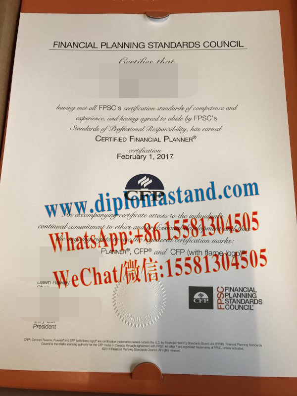 Fake Certified Financial Planner(CFP) Certificate