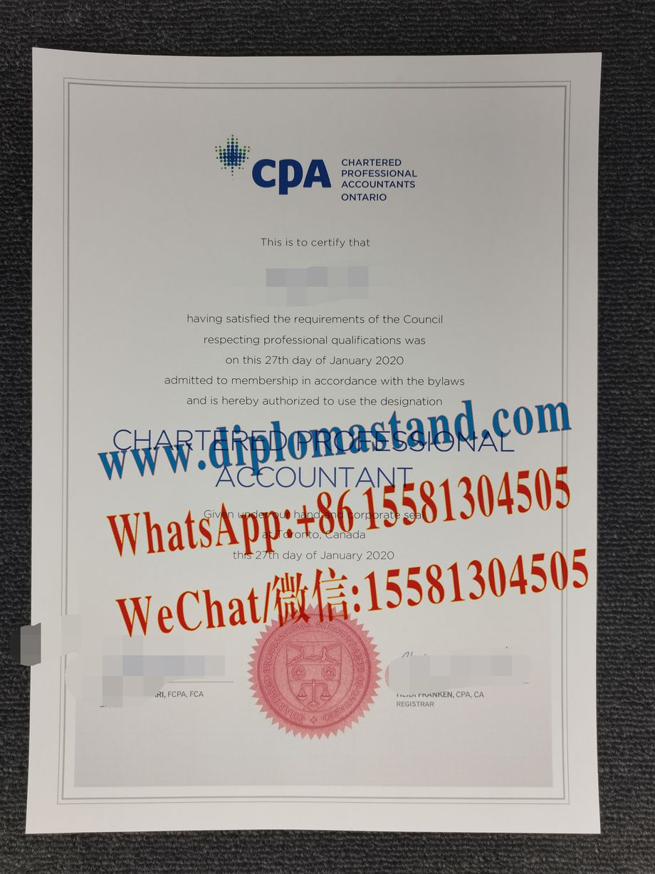 Fake Chartered Professional Accountants of Ontario (CPA Ontario) Certificate