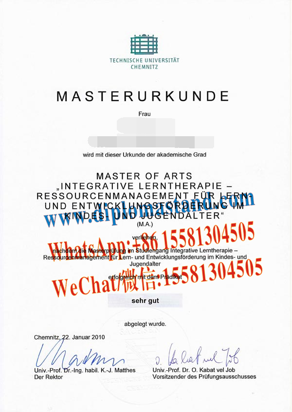 Fake Chemnitz University of Technology Diploma Certificate