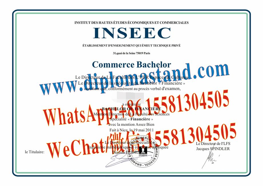 Fake INSEEC School of Business and Economics Diploma Transcript