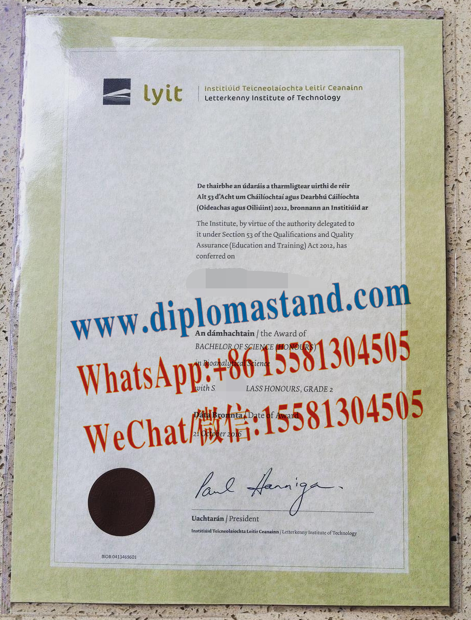 Fake Letterkenny Institute of Technology(LYIT) Diploma Certificate