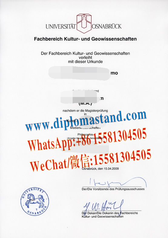 Fake Osnabrück University Diploma Certificate