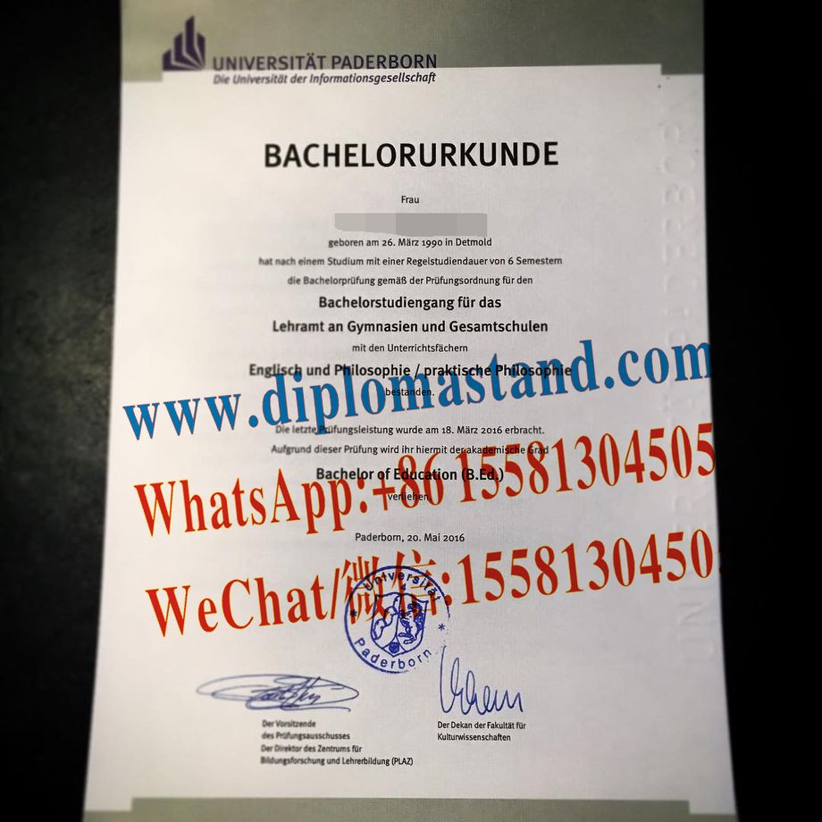 Fake Paderborn University Diploma Certificate