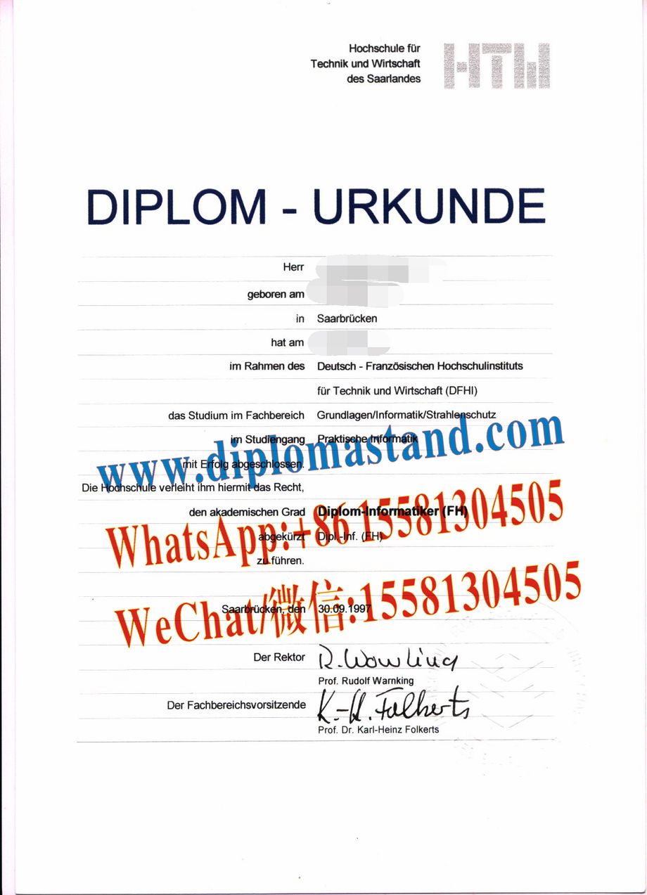 Fake Saarland University Diploma Certificate