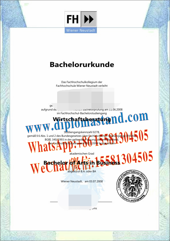 Fake University of Applied Sciences Wiener Neustadt Diploma Makers