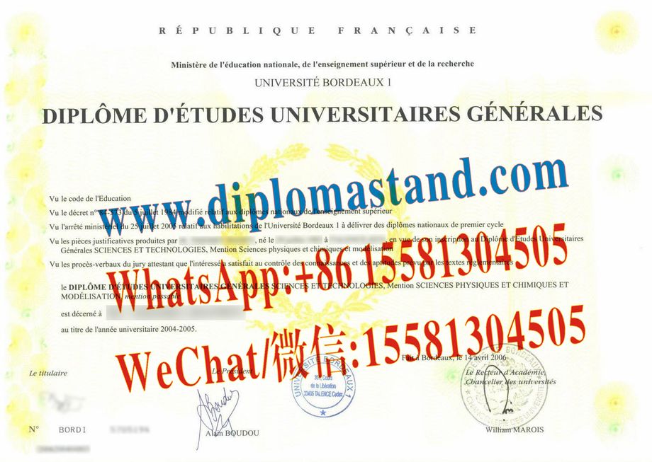 Fake University of Bordeaux Diploma Transcript