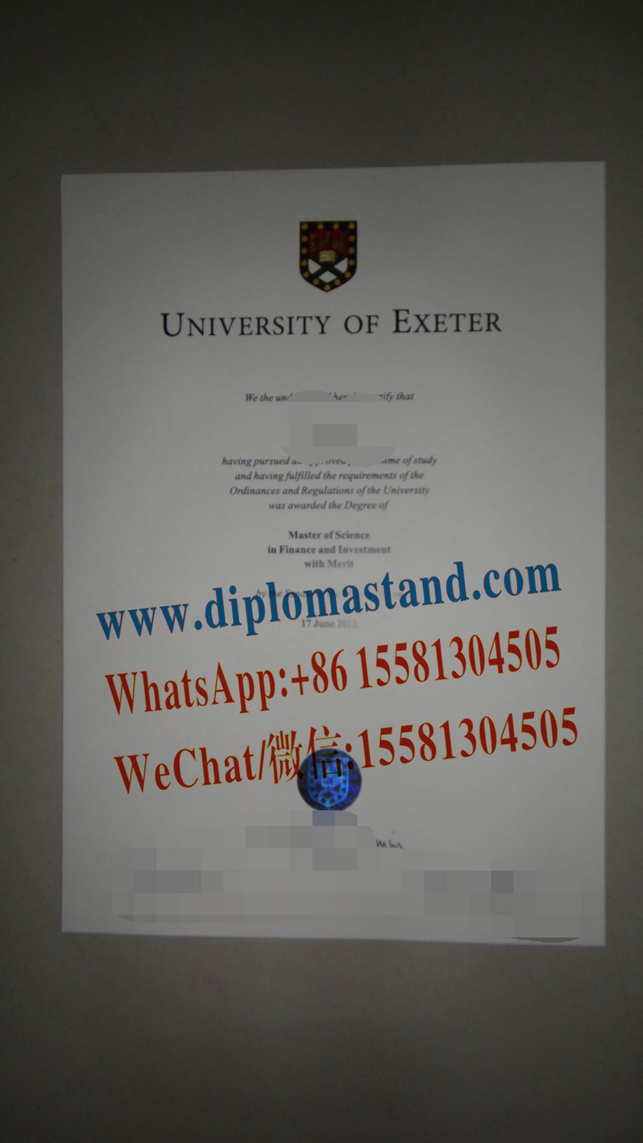 Fake University of Exeter Diploma Makers