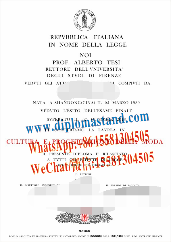 Fake University of Florence Diploma Degree