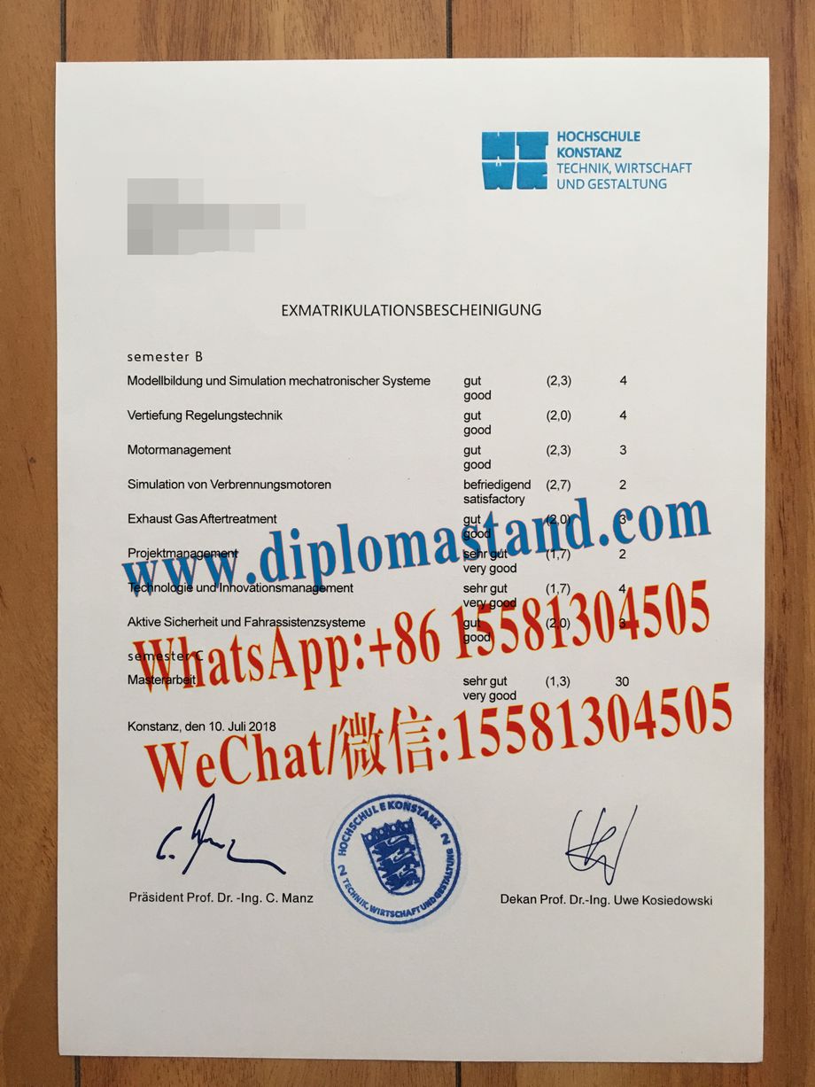 Fake University of Konstanz Diploma Certificate