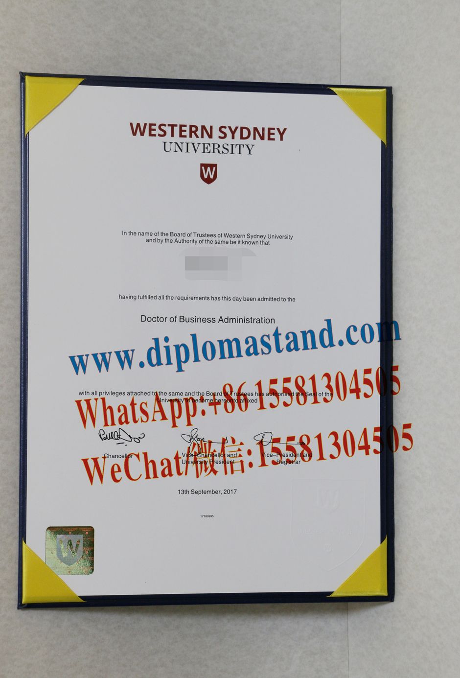 Replica Western Sydney University Diploma Degree